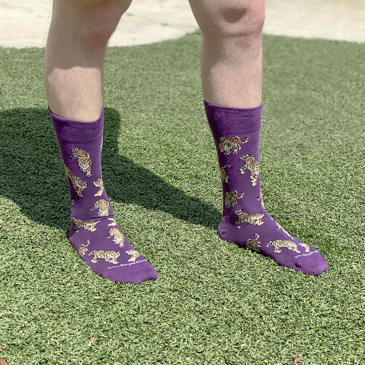 Men Socks - Get Em Tigers Purple & Gold
