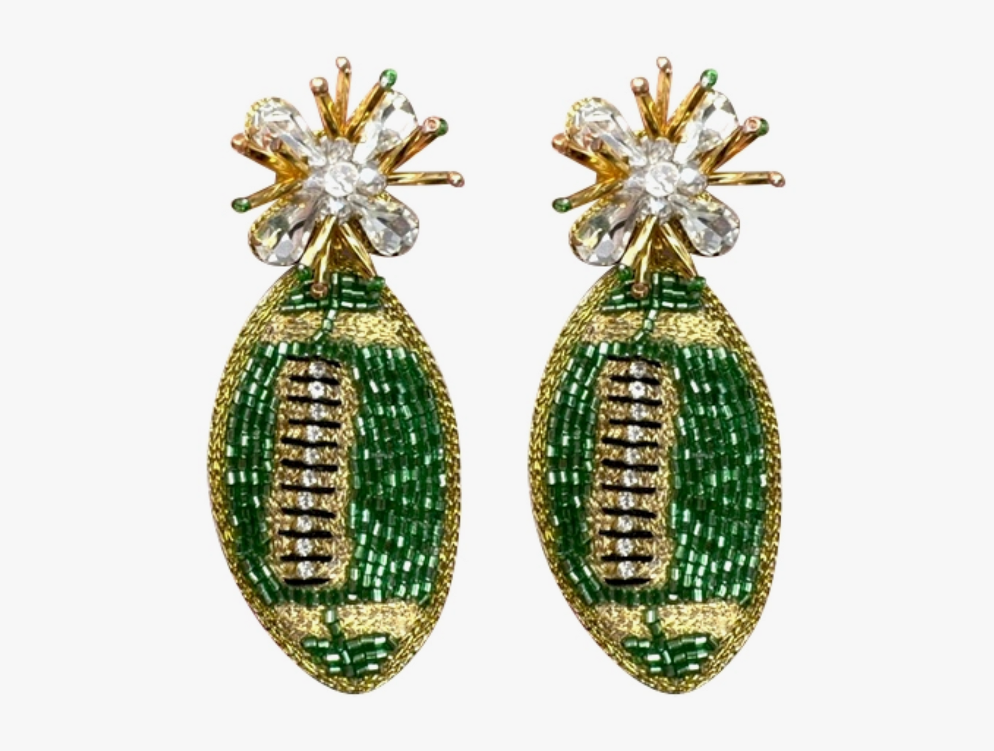 Game Day Football Earrings - Green and Gold