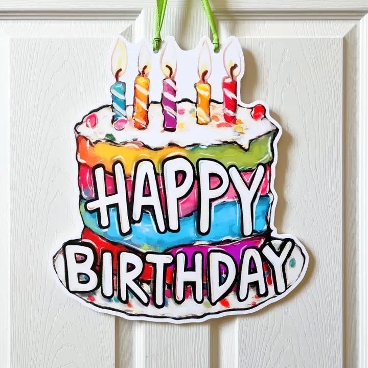 Confetti Birthday Cake Door Hanger
