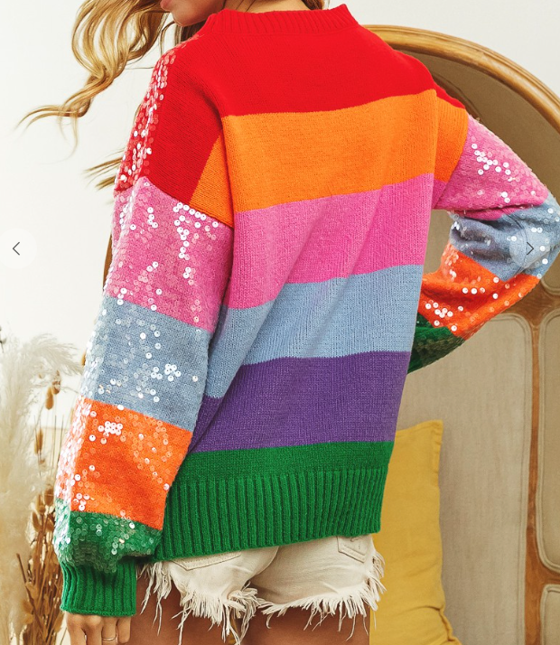 Rainbow Clear Sequin Sweater Phina Shop