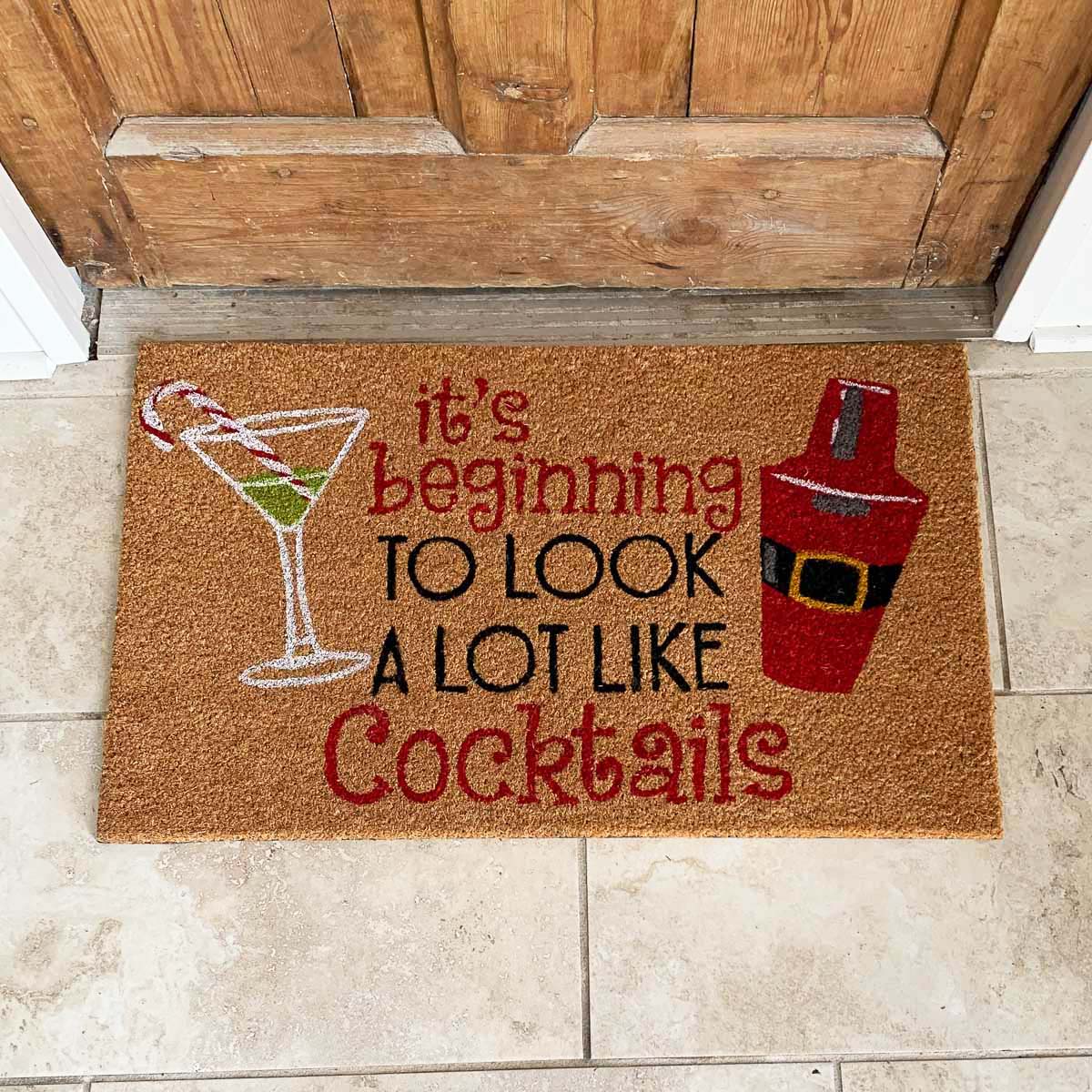 Look Like Cocktails Coir Doormat Natural/Red/Black 30x18