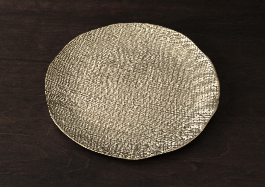 Sierra Modern Tela Large Round Platter Gold