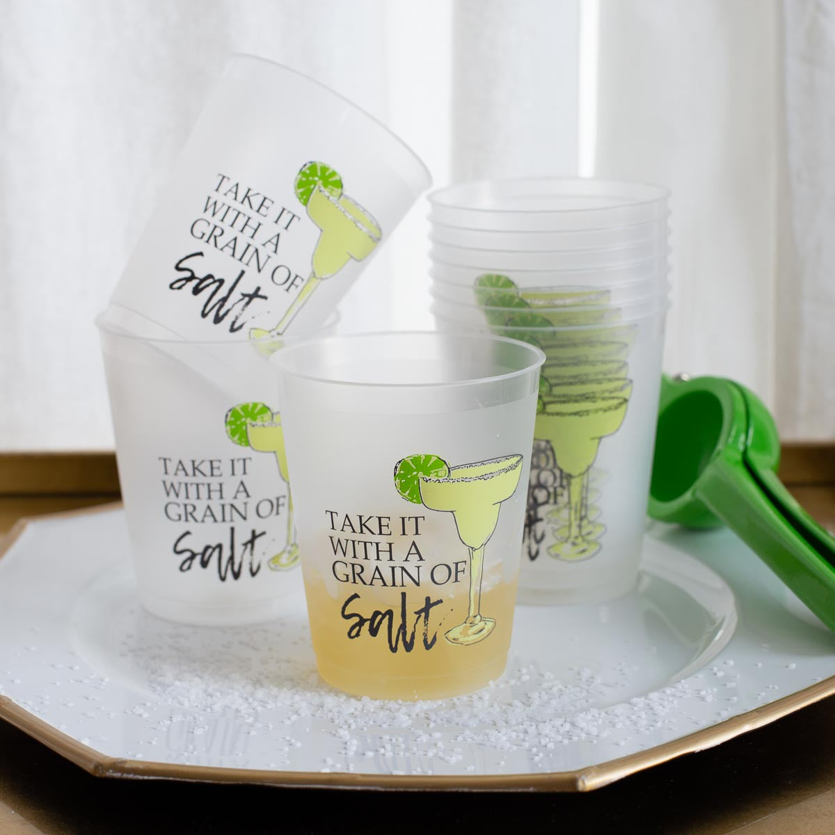 Grain of Salt Party Cups Frosted/Multi 16oz Set of 10