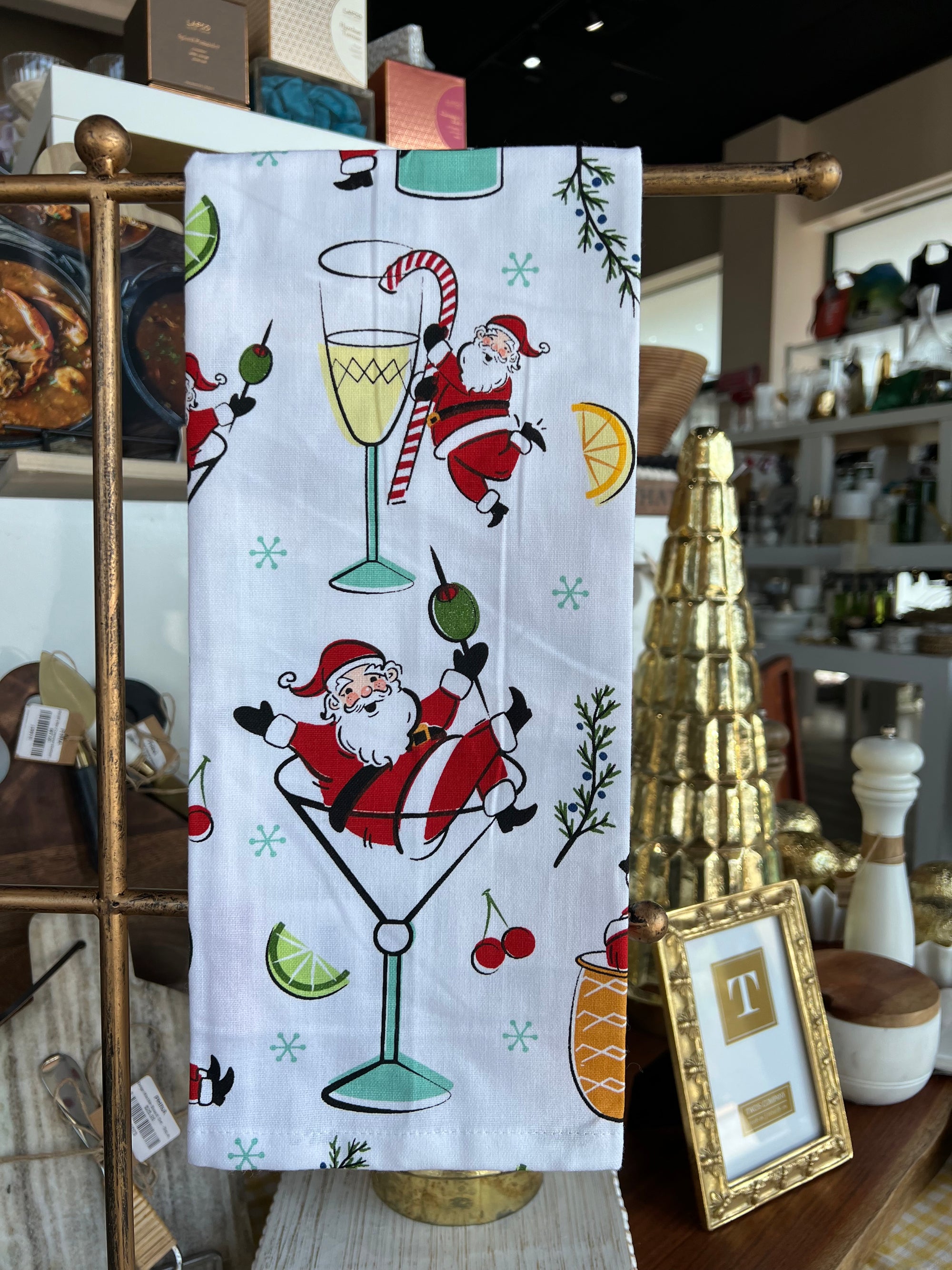 Cocktails with Santa Tea Towel