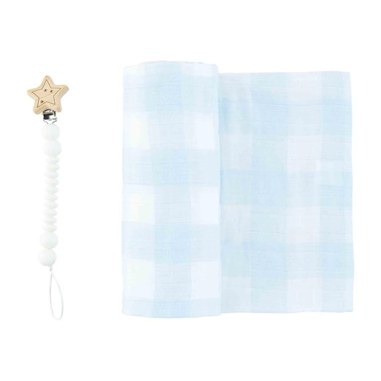 Gingham Swaddle & Pacy Clip Sets