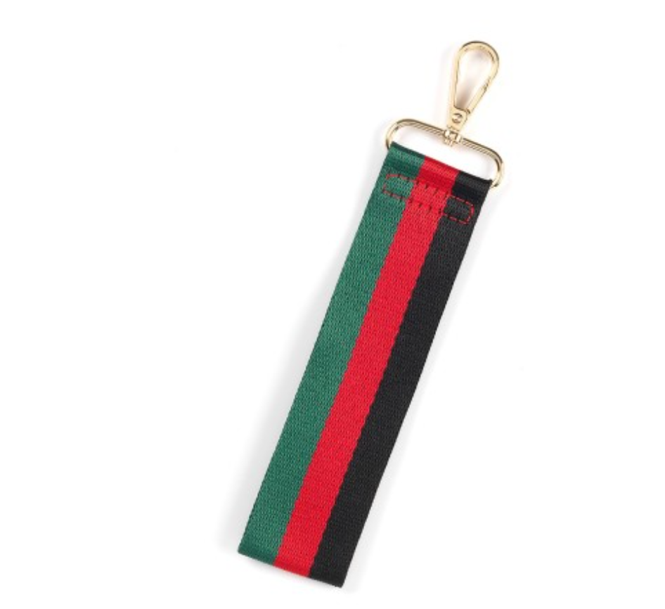 Black, Red, Green Stripe Wristlet Strap
