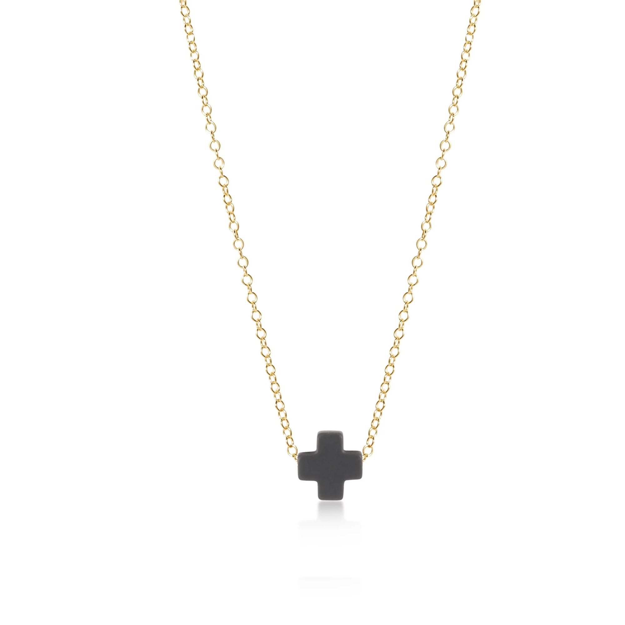 Signature Cross Charcoal- 16" Necklace Gold