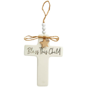 Ceramic Cross Charm - Little Blessing