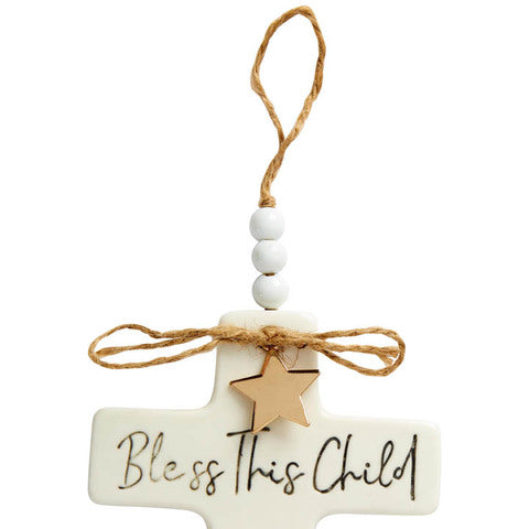 Ceramic Cross Charm - Little Blessing