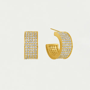 Petit Pave Thick Huggie Hoops