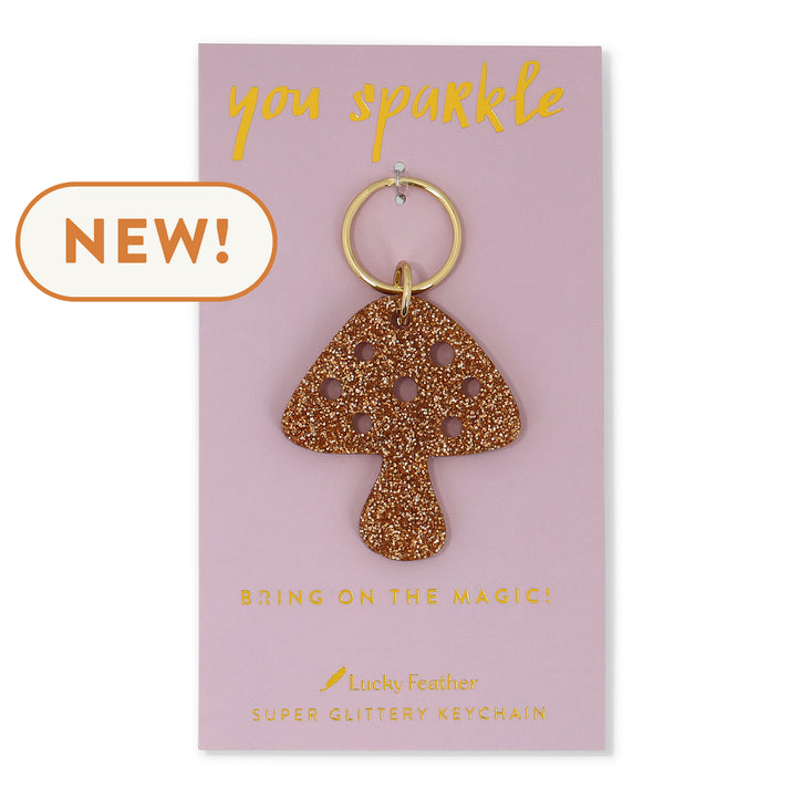 Gold Glitter Keychain - Mushroom (FINAL SALE)