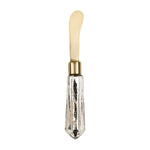 Gold blade spreader knife with a mercury glass ribbed handle