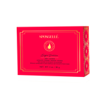 Spongellé Sugar Dahlia Pedi-Buffer box in bright red with a gold border, "Beyond Cleansing" logo, and decorative gold pattern on the side, showcasing "30+ Uses"