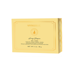 Spongellé product photo of a Honey Blossom Pedi-Buffer box in elegant gold packaging displaying "30+ uses" and a decorative side pattern on a white background