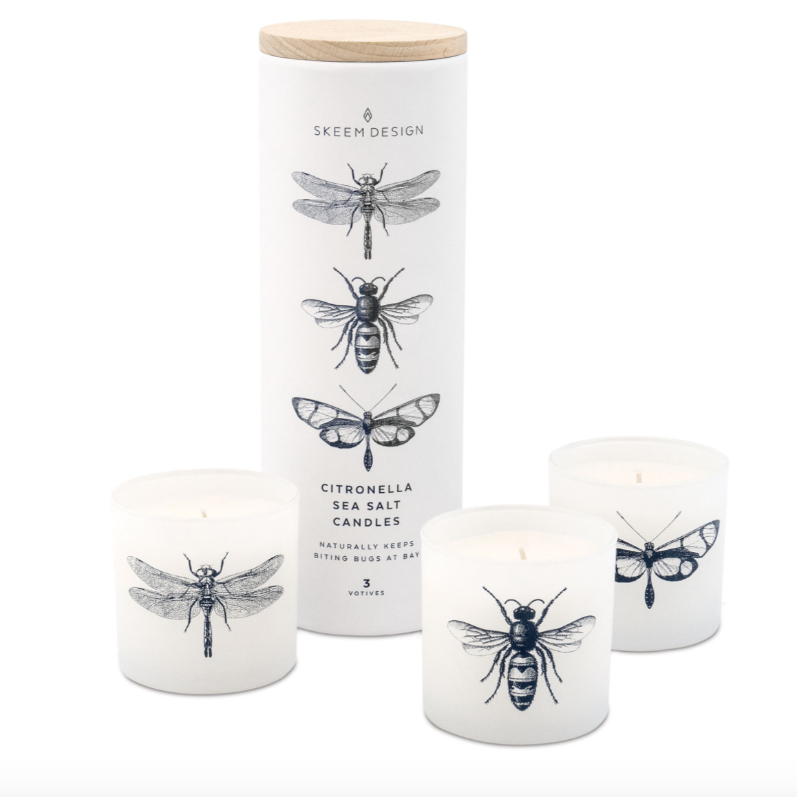 Citronella Votive Set of 3 in Tube, Sea Salt