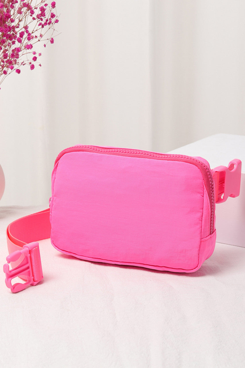 Neon Pink Solid Belt Bag