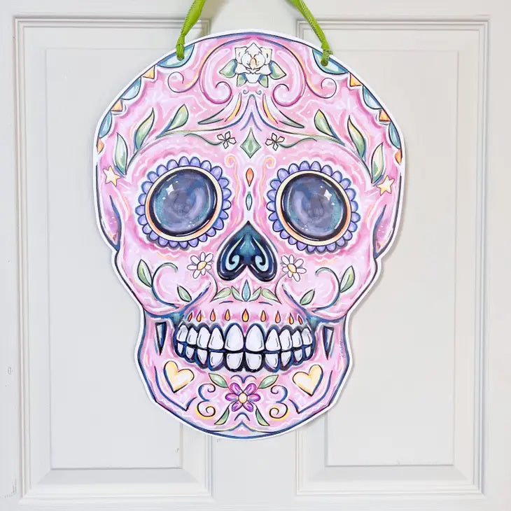 Pastel Sugar Skull Door Hanger