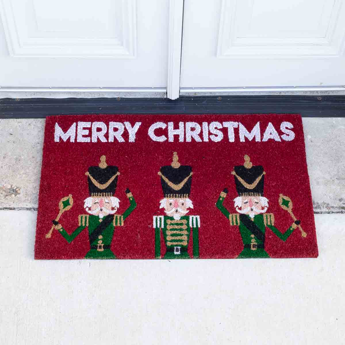 Nutcracker Merry Christmas Coir Doormat Red/Multi 30x18