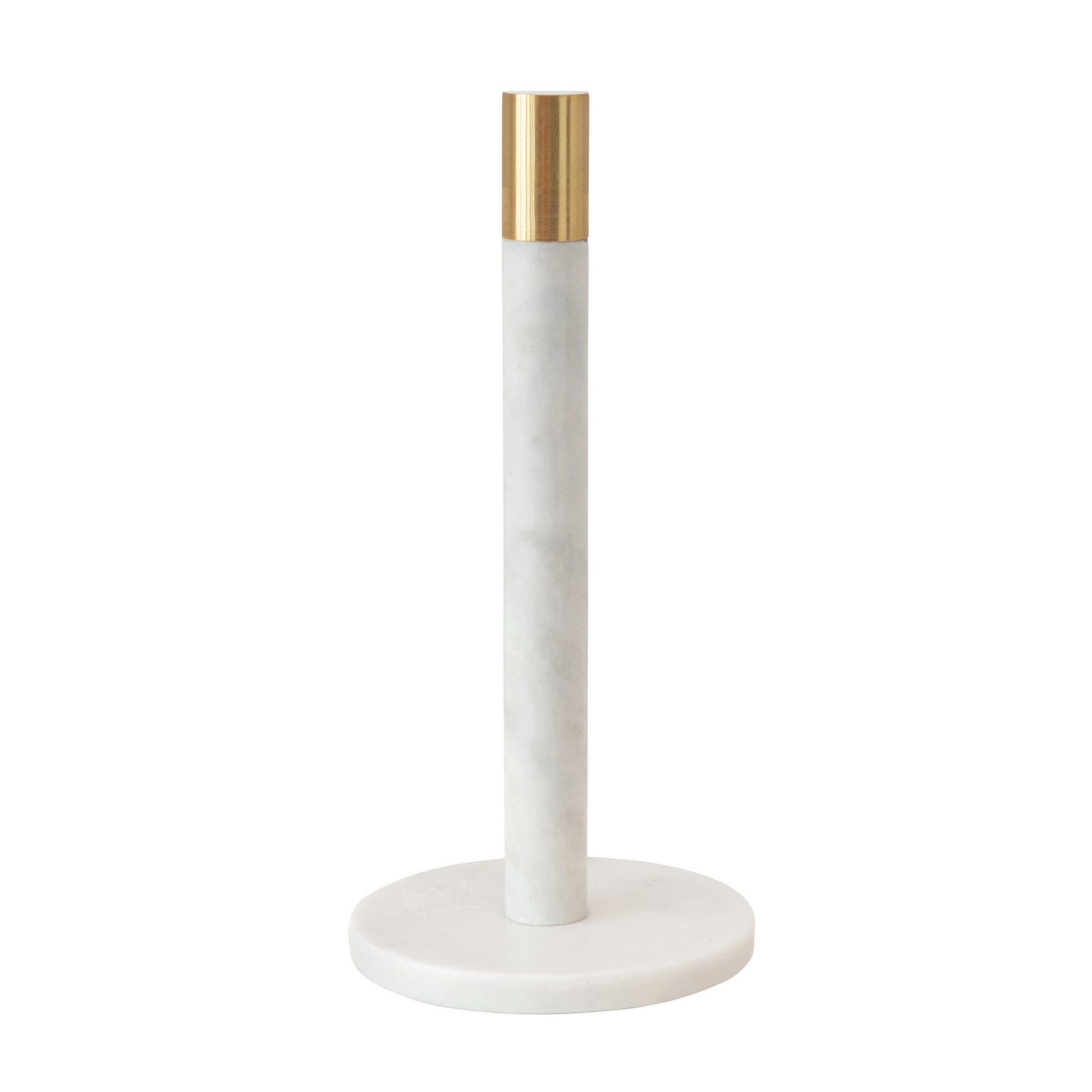 Marble Paper Towel Holder w/ Brass Top, White 12"H