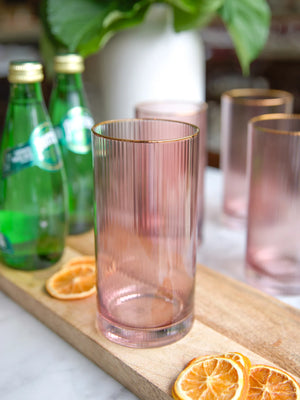 Mauve Ribbed Water Glass