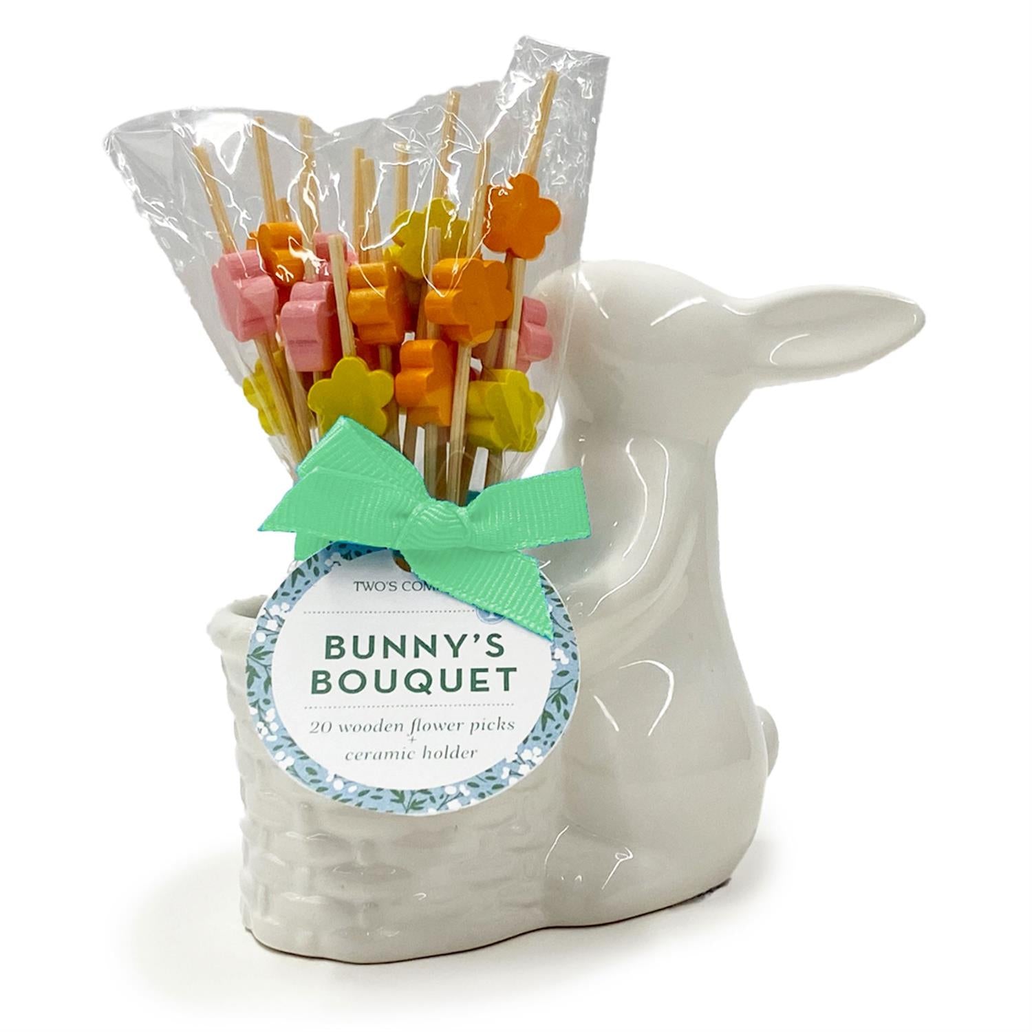 Easter Bunny w/20 Multi-Colored Flower Picks (FINAL SALE)