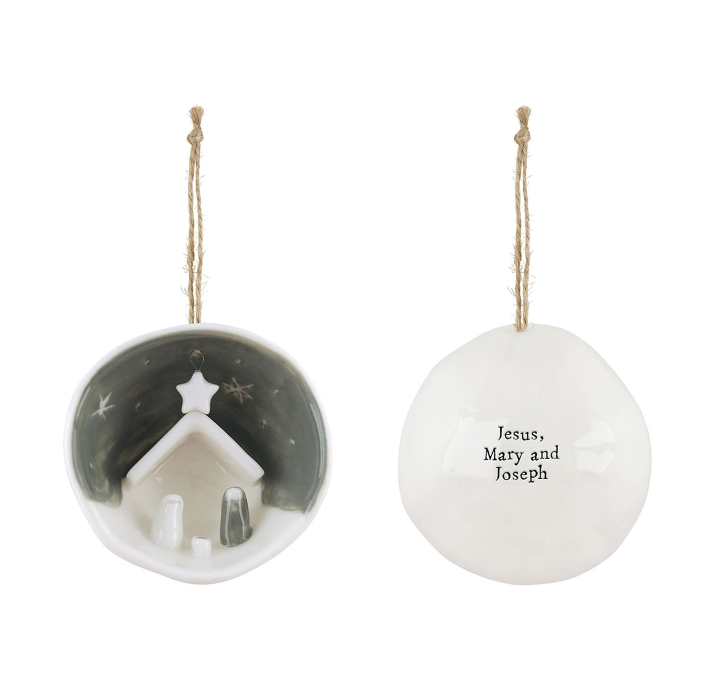 Nativity Half Circle Porcelain Ornament in Gift Box