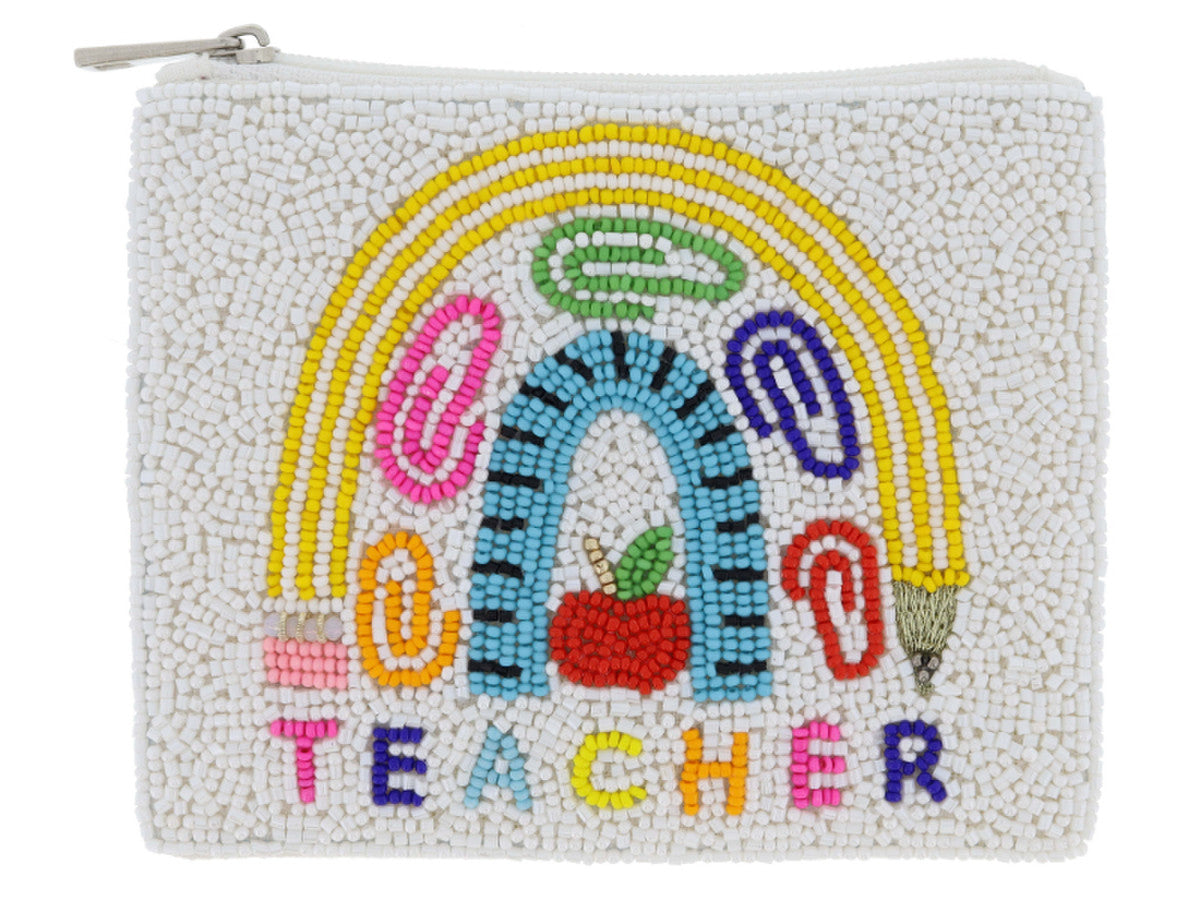 Bead Coin Purse- Rainbow Teacher