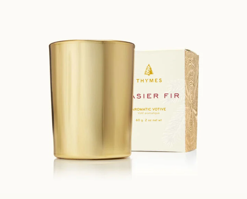 Frasier Fir Gilded Votive Candle, Gold