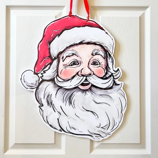 Jolly White Santa Door Hanger
