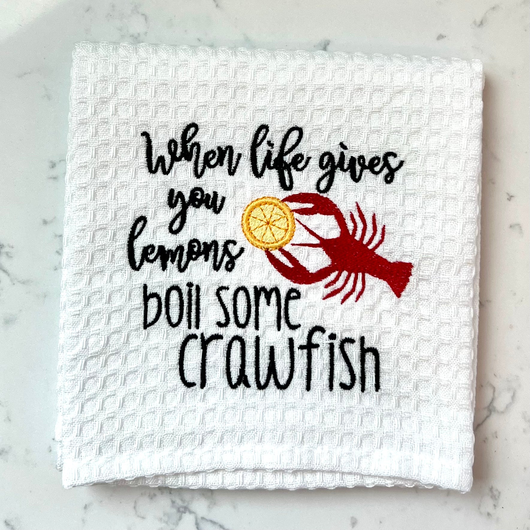 Crawfish Lemon Waffle Towel