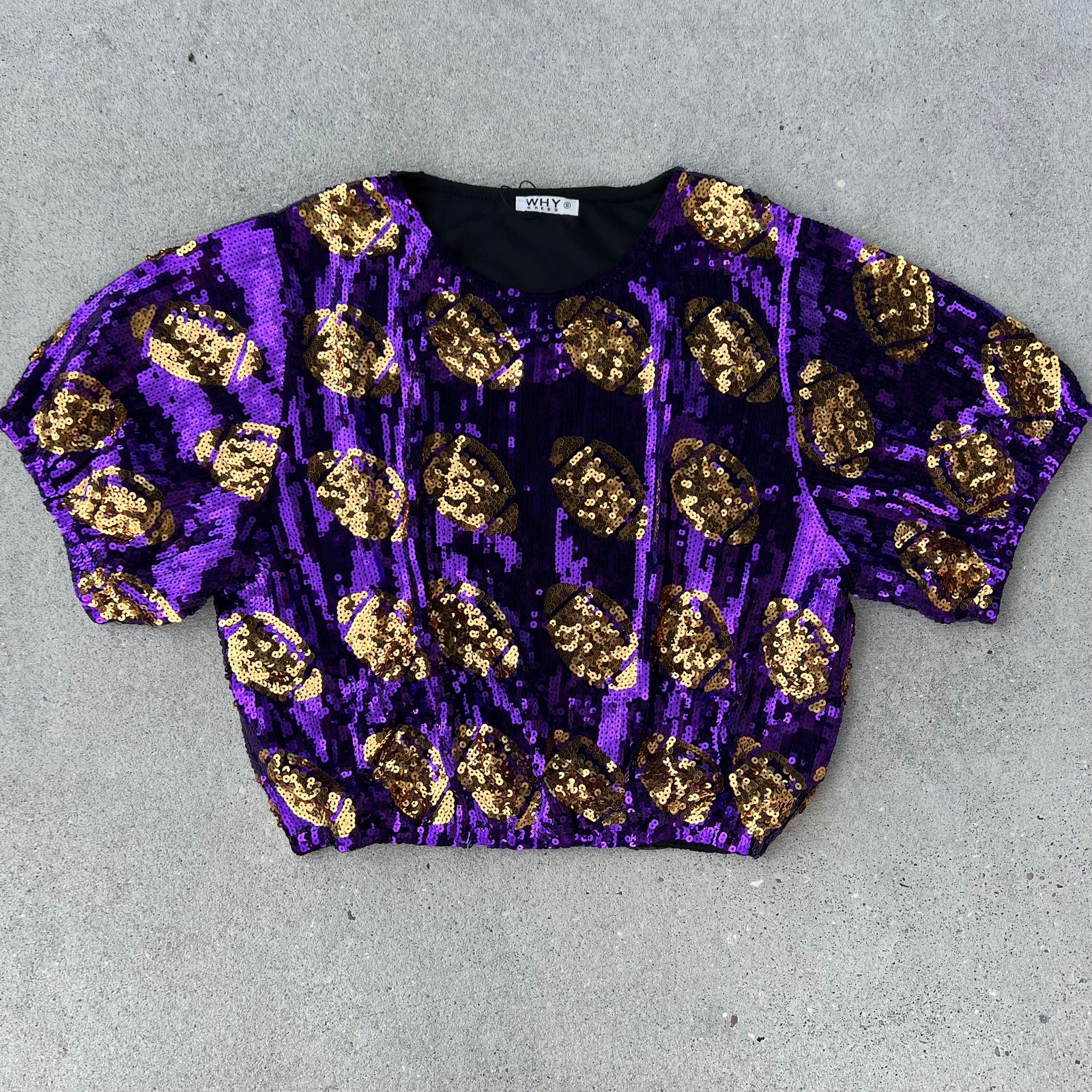 Purple Cropped Football Sequin Top (FINAL SALE)