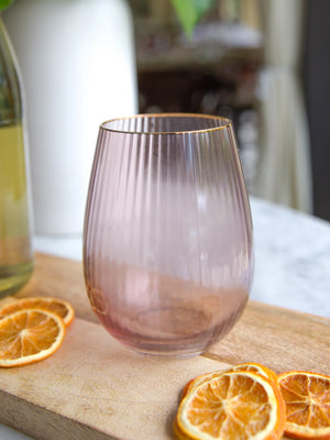 Mauve Ribbed Wine Glass