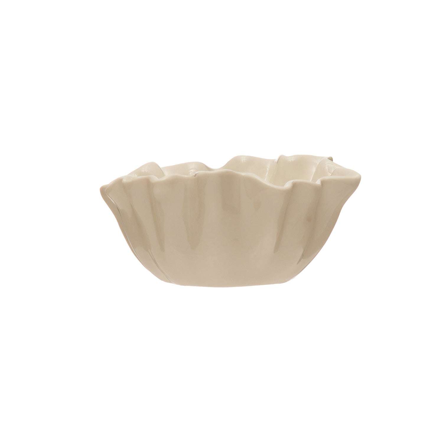 Small Stoneware Fluted Bowl, White
