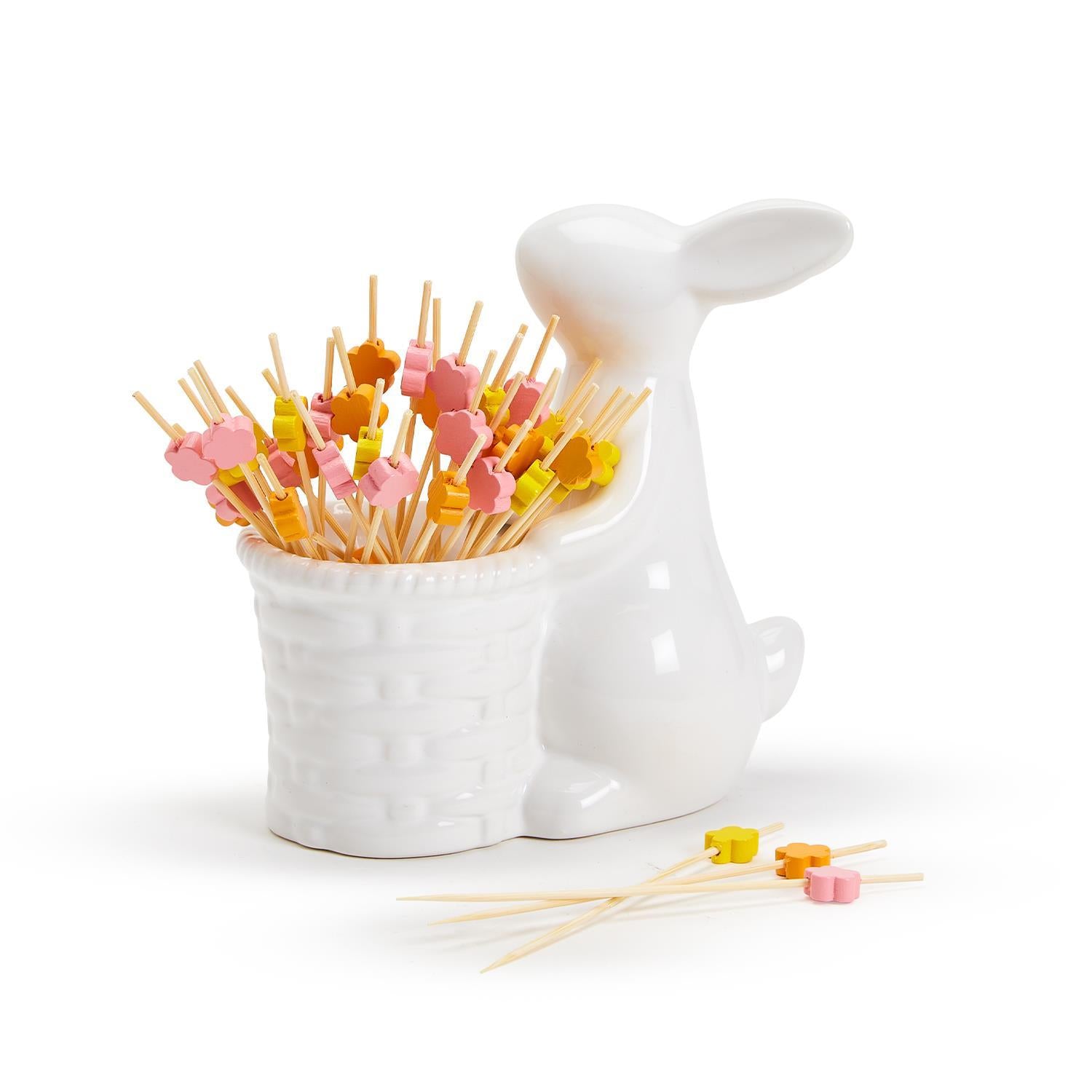 Easter Bunny w/20 Multi-Colored Flower Picks (FINAL SALE)