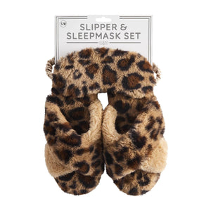 Leopard Slipper & Mask Set