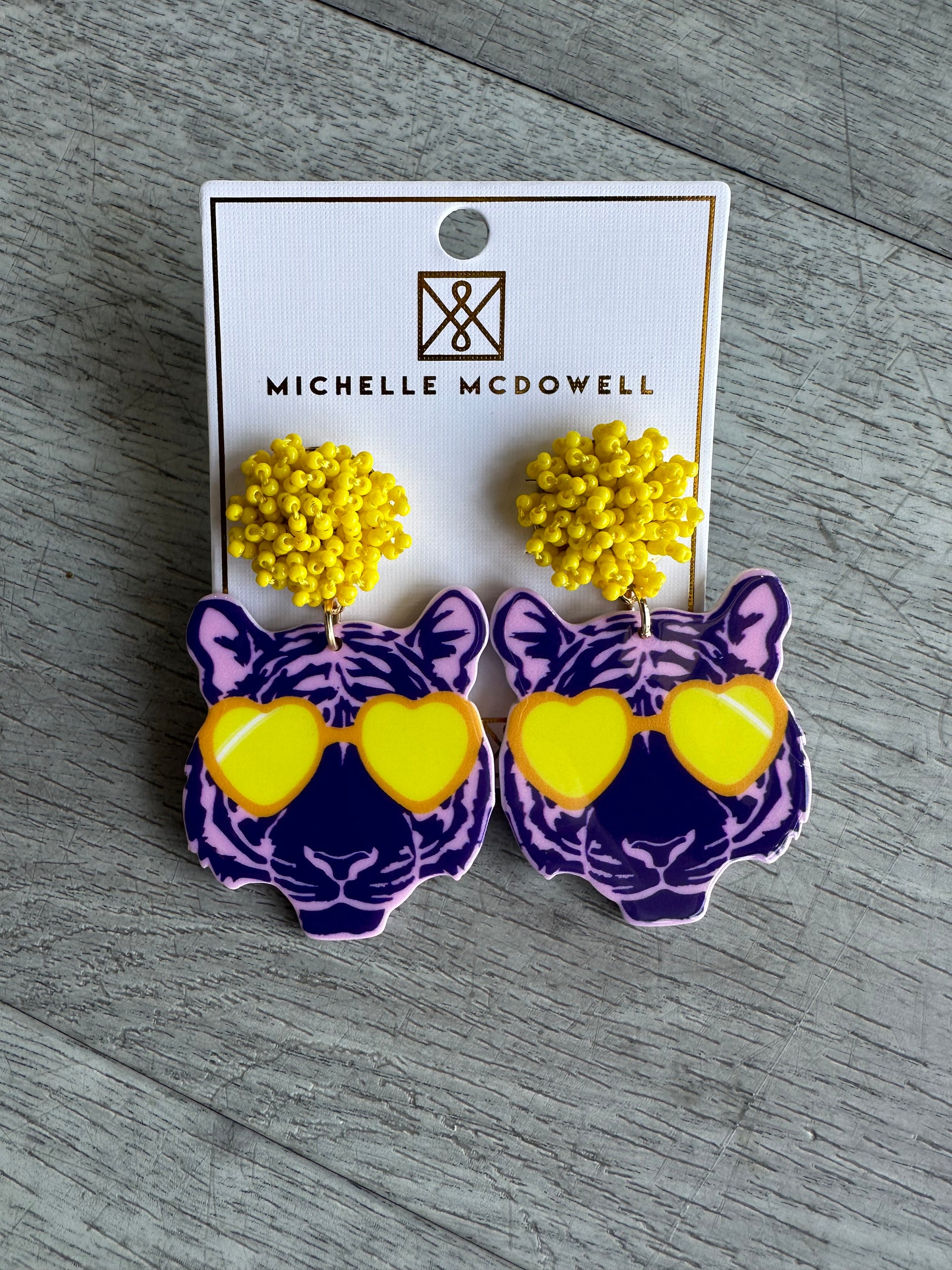 Purple/Gold Tiger Earrings