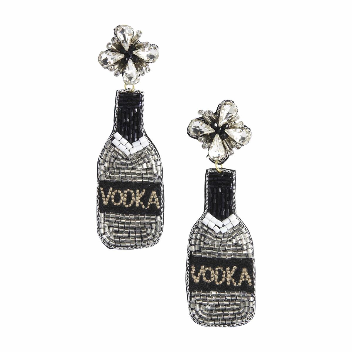 VODKA BEADED EARRINGS BLACK (FINAL SALE)