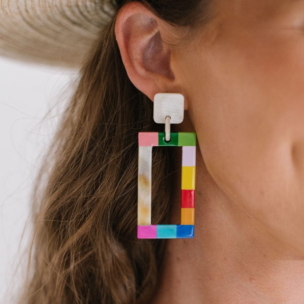 Rainbow Color Block Earring